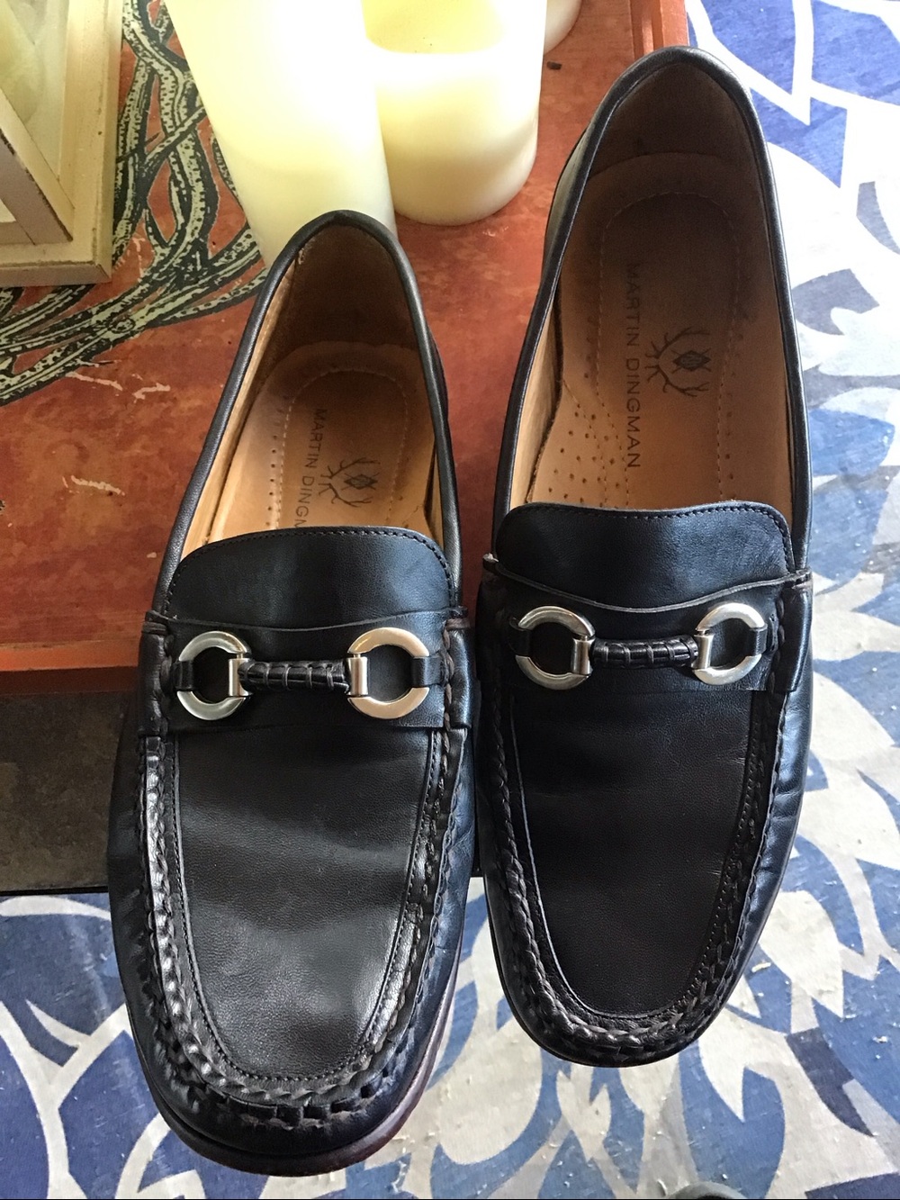 Martin Dingman Leather Bit Loafers with Silver Hardware